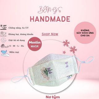 [100% HANDMADE] Khẩu trang HANDMADE vải xô Muslin hoạ tiết dễ thương cho bé - Mask 3 lớp chống tia UV - chống bụi