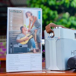 Loa Xách Tay Karaoke Kimini KMS237 Đi Kèm 2 Micro Không Dây Hát Karaoke, Nghe Nhạc Bass Đời Mới