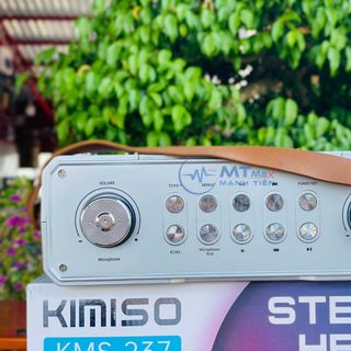 Loa Xách Tay Karaoke Kimini KMS237 Đi Kèm 2 Micro Không Dây Hát Karaoke, Nghe Nhạc Bass Đời Mới