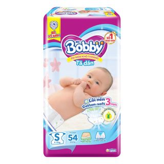 Bỉm - Tã dán Bobby size S - 54 miếng (Cho bé 4 - 8kg)