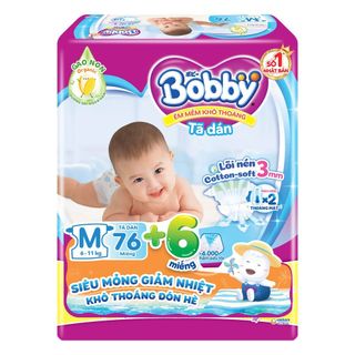 Bỉm - Tã dán Bobby size M - 76 (Cho bé 6 - 11kg)