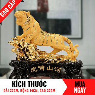 Tượng Hổ Con Giáp Quyền Lực Bằng Vàng Cát Mỹ Nghệ Cao 32cm