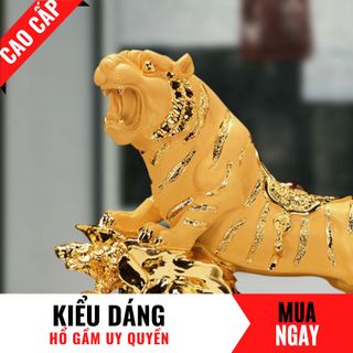 Tượng Hổ Con Giáp Quyền Lực Bằng Vàng Cát Mỹ Nghệ Cao 32cm