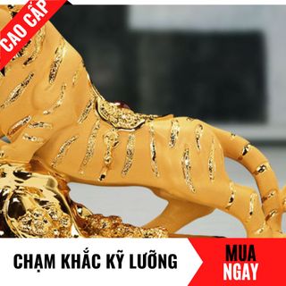 Tượng Hổ Con Giáp Quyền Lực Bằng Vàng Cát Mỹ Nghệ Cao 32cm