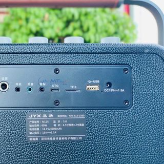 Loa Xách Tay Karaoke N125 Bass20 Đèn LED Nhiều Màu Kèm 2 Micro Karaoke Kết Nối Bluetooth 5.0, USB, AUX, Thẻ Nhớ, Cổng Micro, OTG Sạc DC15V