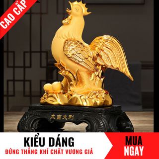 Tượng Gà Phú Quý Con Giáp Vương Giả Bằng Vàng Cát Mỹ Nghệ Cao 38cm