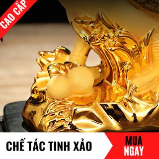 Tượng Gà Phú Quý Con Giáp Vương Giả Bằng Vàng Cát Mỹ Nghệ Cao 38cm