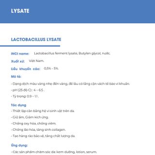 Lactobacillus lysate tăng cường miễn dịch cho da giá sỉ