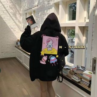ÁO HOODIE NAM NỮ CÓ NÓN PHỐI KHÓA KÉO HỌA TIẾT IN MÈO MẶT ĐẤT DỄ THƯƠNG -HTM FASHION