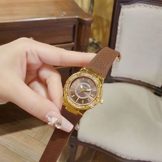 ĐỒNG HỒ NỮ THỜI TRANG SAL VATOLE DÂY CAO SU MẶT TRÒN VIỀN ĐÁ 1
