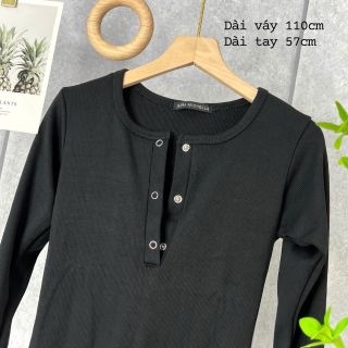 Đầm body tay dài nút bấm thời trang
