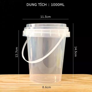Xô nhựa tròn lùn 160ml có nắp đựng trà sữa, hoa quả dầm