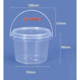 Xô nhựa tròn lùn 160ml có nắp đựng trà sữa, hoa quả dầm