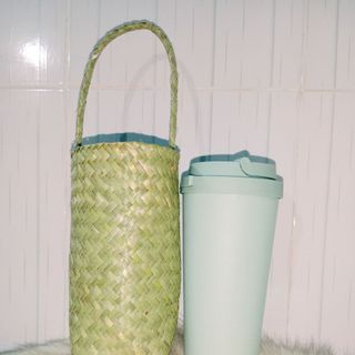 Túi cỏ bàng đựng ly, bình giữ nhiệt, kích thước 8x19cm