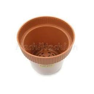 Chậu trồng cây Sanada 2 lớp màu nâu nội địa Nhật Bản