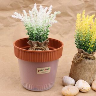 Chậu trồng cây Sanada 2 lớp màu nâu nội địa Nhật Bản