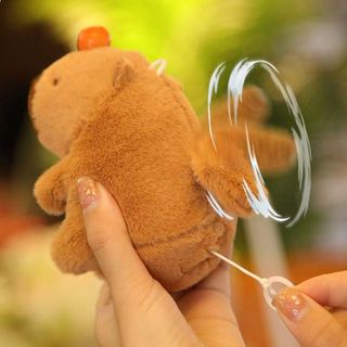 Móc Khóa Capybara Balo Rùa,Gấu Bông Capybara Đội Nón Xinh Xắn, Chuột Lang Đáng Yêu
