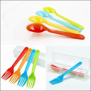 Set 4 dĩa nhựa màu sắc kèm hộp nội địa Nhật Bản - Inomata