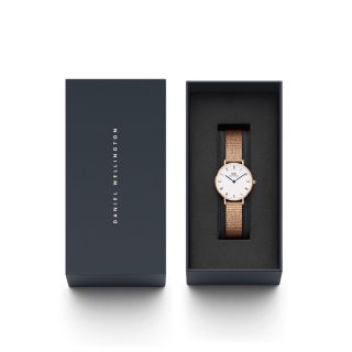 ĐỒNG HỒ NỮ CAO CẤP D.W PETITE ROMAN NUMERALS DÂY LƯỚI MẶT TRÒN