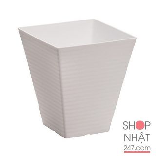 Chậu trồng hoa vuông NAKAYA màu trắng cao 19,3cm Nội Địa Nhật Bản