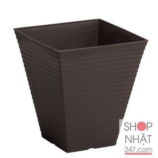 Chậu trồng hoa vuông Nakaya màu nâu cao 19,3cm Nội địa Nhật Bản