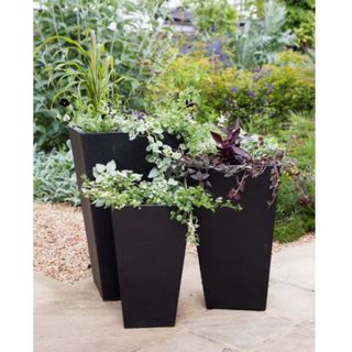 Chậu trồng hoa vuông Nakaya màu nâu cao 19,3cm Nội địa Nhật Bản