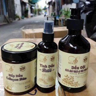 Combo Cốt Gội Bồ Kết + Ủ Xả Collagen Dừa + Tính chất Xịt Bưởi Dr Di.Hi