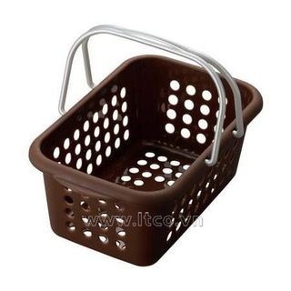 Giỏ nhựa đựng đồ có quai xách cỡ trung Inomata màu nâu Nội địa Nhật Bản
