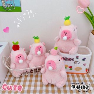 Móc Khóa Capybara Balo Rùa,Gấu Bông Capybara Đội Nón Xinh Xắn, Chuột Lang Đáng Yêu
