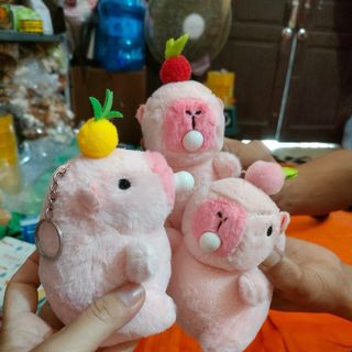 Móc Khóa Capybara Balo Rùa,Gấu Bông Capybara Đội Nón Xinh Xắn, Chuột Lang Đáng Yêu