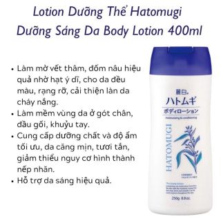 Sữa dưỡng thể và làm sáng da hatomugi
