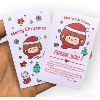 Card Cám Ơn, Card Thank You, Thiệp Cảm Ơn mẫu Giáng Sinh- Size 9x5,4cm - Giấy C300 Cán Màng Mờ 2 mặt giá sỉ