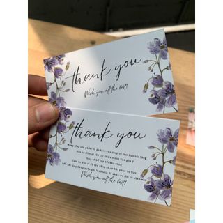 Card Cám Ơn, Card Thank You, Thiệp Cảm Ơn HOA TÍM - Size 9x5,4cm - Giấy C300 Cán Màng Mờ 2 mặt