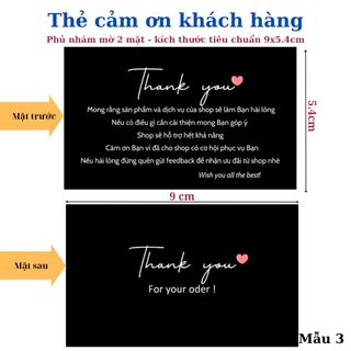 Card Cám Ơn, Card Thank You, Thiệp Cảm Ơn - Size 9x5,4cm - Giấy C300 Cán Màng Mờ 2 Mặt Màu trắng hồng camđen Sang Trọng