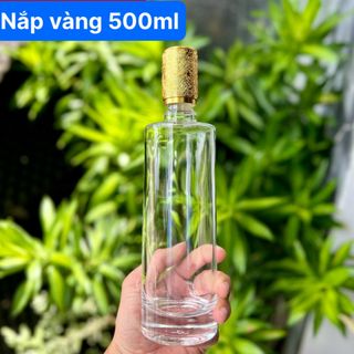 Chai thủy tinh trụ tròn 500ml nắp bi nhưa hoa văn rồng nổi dung tích 500ml M75