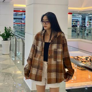 Áo Khoác caro flanel có nón hot trend 2024- áo khoác chống nắng, áo khoác nam nữ
