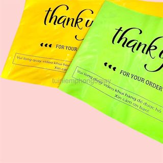 Cuộn 100 túi gói hàng niêm phong in sẵn chữ cảm ơn (thank you) loại dày đủ màu đủ size (MSP02) - 5 giây