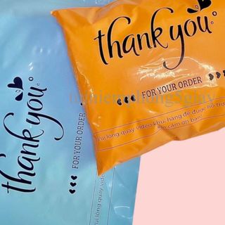 Cuộn 100 túi gói hàng niêm phong in sẵn chữ cảm ơn (thank you) loại dày đủ màu đủ size (MSP02) - 5 giây