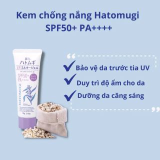 KEM CHỐNG NẮNG, DƯỠNG ẨM VÀ LÀM SÁNG DA HATOMUGI SPF50+ PA++++