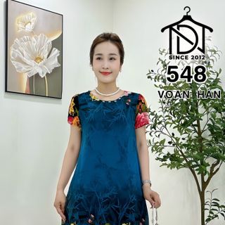 Váy đầm trung niên cho mẹ sang trọng bigsize cao cấp dự tiệc, đầm dáng suông che khuyết điểm bigsize M548