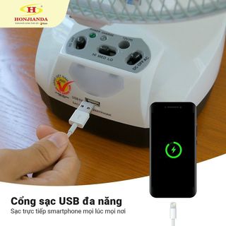 Quạt sạc Honjianda HJD-FL 301 (2 Bình 6V5Ah) - Hàng chính hãng.giá bán buôn