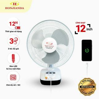 Quạt sạc Honjianda HJD-FL 301 (2 Bình 6V5Ah) - Hàng chính hãng.giá bán buôn
