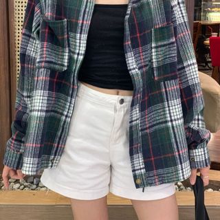 Áo khoát flanel caro dây kéo cổ bẻ hot trend