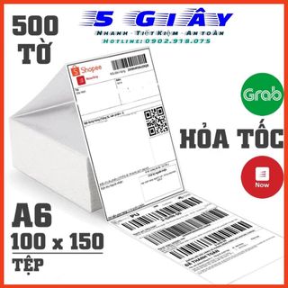 Tệp 500 tờ giấy A6 in đơn hàng tem vận chuyển sàn TMĐT cho máy in nhiệt RP421, Q900, DT108B, XP470B, N41 Size 100x150 giá sỉ