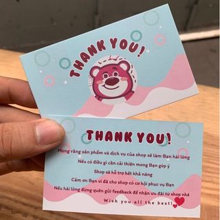Card Cám Ơn, Card Thank You, Thiệp Cảm Ơn mẫu gấu losto- Size 9x5,4cm - Giấy C300 Cán Màng Mờ 2 mặt