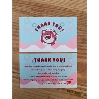 Card Cám Ơn, Card Thank You, Thiệp Cảm Ơn mẫu gấu losto- Size 9x5,4cm - Giấy C300 Cán Màng Mờ 2 mặt