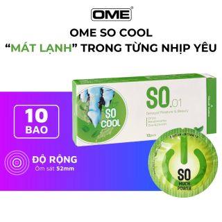 Bao cao su SO COOL size 52mm siêu mỏng, hương bạc hà 12 cái/ hộp