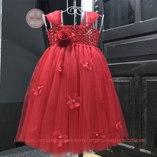 Đầm tutu cho bé ❤️FREESHIP❤️ Đầm tutu đỏ hoa hồng đỏ 1b giá sỉ