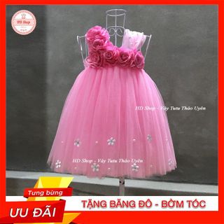 Đầm tutu cho bé ❤️FREESHIP❤️ Đầm tutu hồng phấn hoa hồng 6 giá sỉ