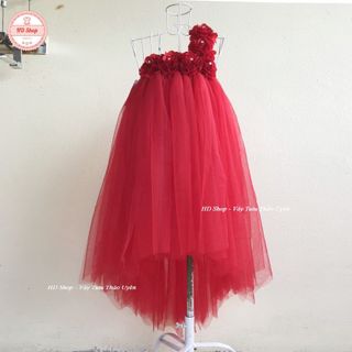 Váy đuôi cá ❤️FREESHIP❤️  Váy đuôi cá cho bé đỏ hoa hồng 6 bông cực đẹp cho bé gái 0 đến 5 tuổi